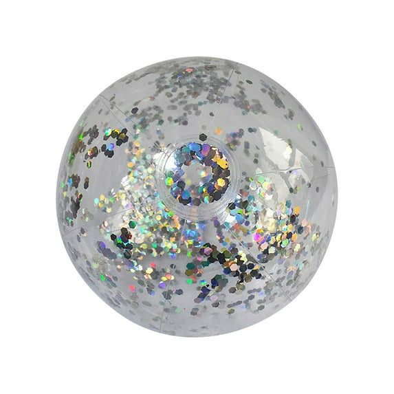 Durable Inflatable Beach Ball for Kids and Adults 24 Inch, Luminous Ball with Sequin Non-Toxic PVC, Ideal for Outdoor Fun Sports Playground