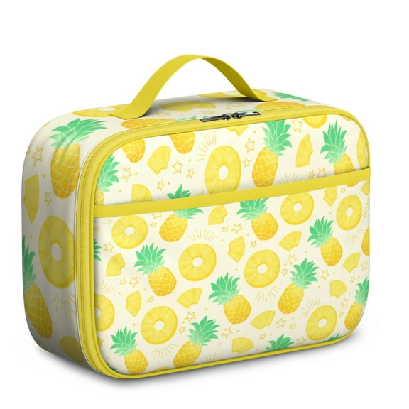 Durable Insulated Lunch Tote Featuring Pineapple Hawaiian Hawaii Tropical Fruit Summer Yellow Golden Exotic Pattern Print Aesthetic Pineapple Lover Sunshine Flowers Fresh Plant Prints – Lightweight L