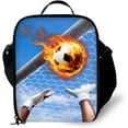 thumbnail image 1 of Durable Insulated Lunchbox Small Black with Adjustable Shoulder Strap, Sport Football Print, 1 of 6