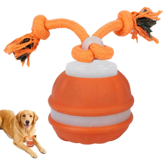 Durable Interactive Dog Ball Toy with Rope, Bouncy Floating Dog Chew Toy for Boredom Relief(Orange)