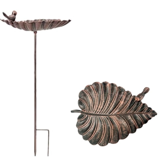 Durable Iron Leaf Shaped Ground Insertion Wild Bird Feeder for Outdoor Garden Decor