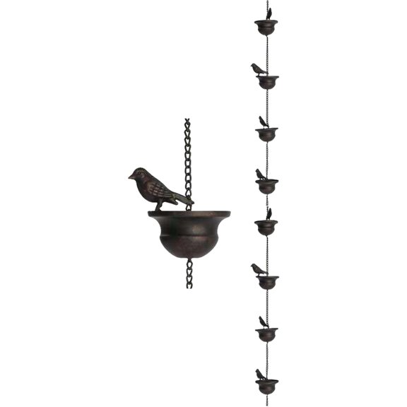 Durable Iron Rain Chain System With Decorative Flower Drainage Cups