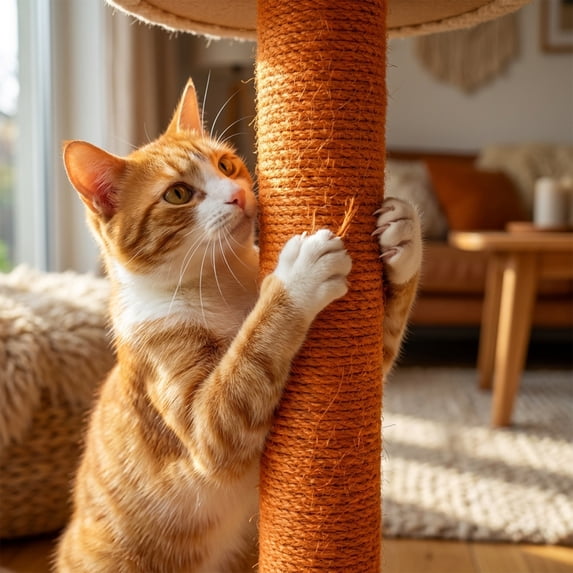 Durable Jute Cat Scratching Pole DIY Refill for Furniture Protection Replacement Scratching Column for Cages and Trees Indoor Pet Activity Center, Orange 8x2.4 inch