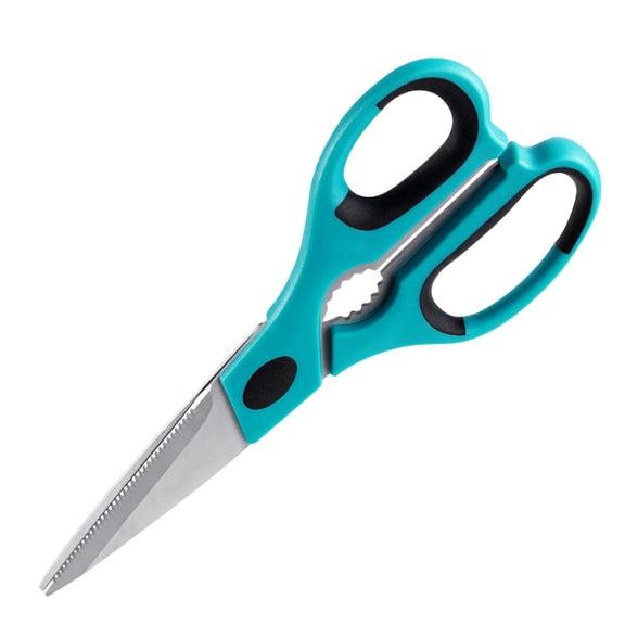 Durable Kitchen Shears 2 Pack Heavy Stainless Steel with Sheath, Multi-Purpose for Meat Poultry Fish, Comfort Grip, Teal+Gray