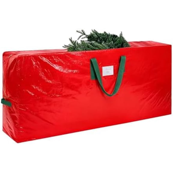 Durable Large Christmas Tree Storage Bag,Fits Up to 9 ft Artificial Trees,Heavy Duty Zipper&Reinforced Handles For Christmas Tree Bag,Protects Against Dust,Moisture & Damage,Red