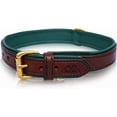 thumbnail image 1 of Durable Leather Dog Collar - Medium Brown with Hunter Green Leather Lining - Soft Strong Domestic Leather with Solid Brass Hardware - Amish Made in The USA (Medium), 1 of 7