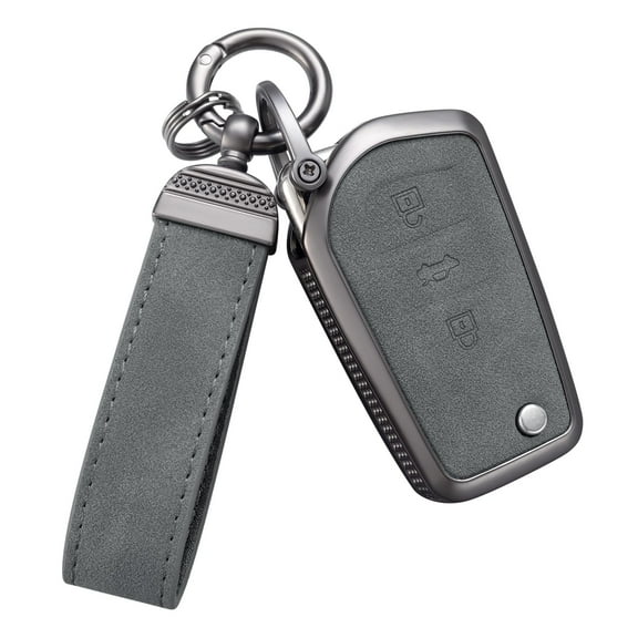 Durable Leather Key Fob Protector with Keychain for Toyota Fortuner Tundra Camry RAV4 Highlander Corolla Smart Remote Control Cover Case