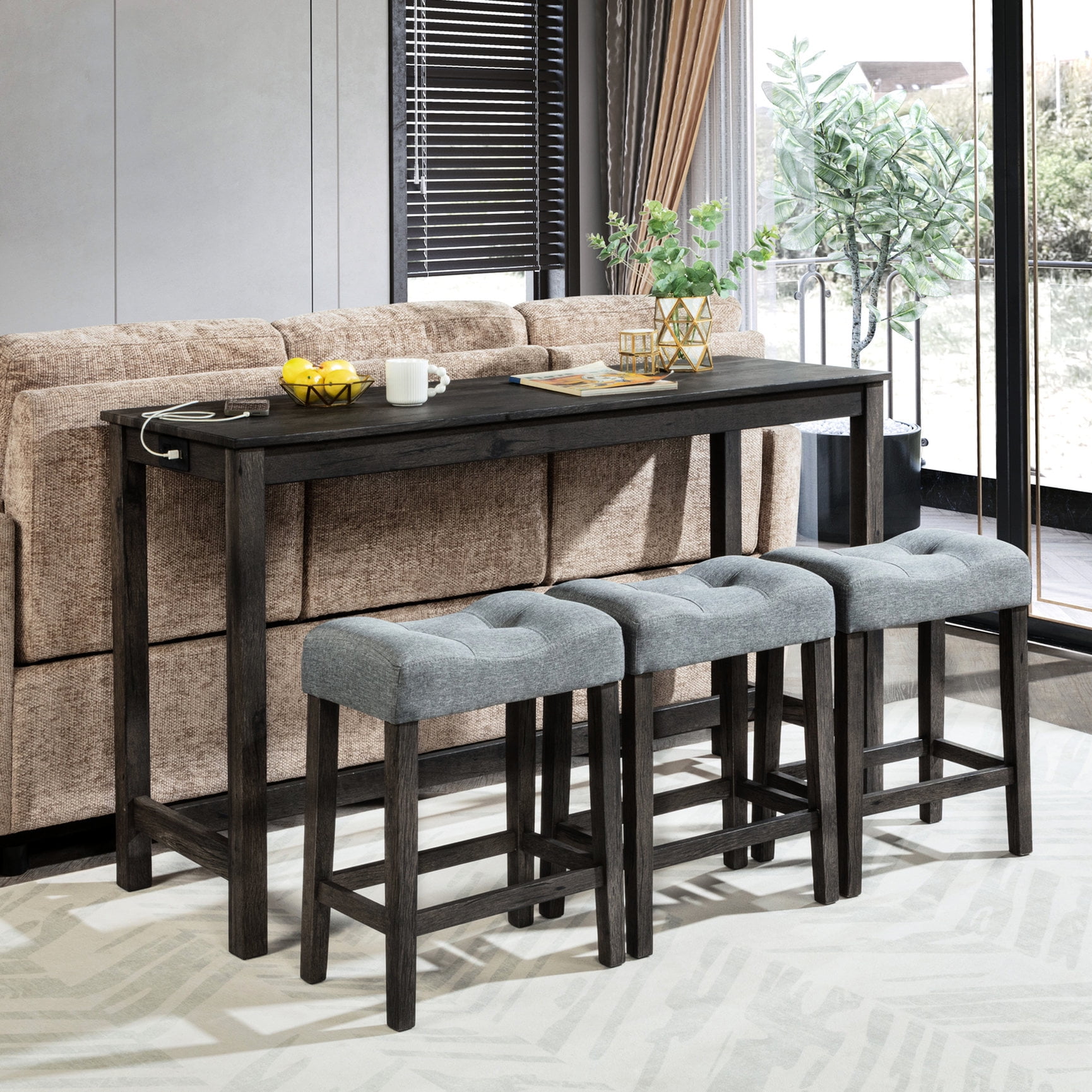 Durable Legs and Power - Behind Couch Table Set for Relaxing in Living Room