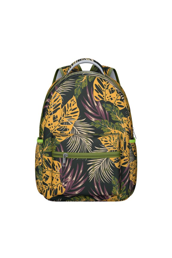 Durable Lightweight Hawaii Tropical Wind Palm Leaves Bookbag: Perfect Gift for Students, Laptop Daypack for High School, College, Large Capacity Campus Commute