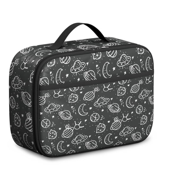 Durable Lunch Box with Playful Space and Galaxy Themes, Including Starry Night, Rocket, Planet, and Astronaut Prints – Insulated, Portable Lunch Tote for