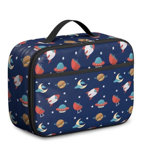 Durable Lunch Tote Featuring Space and Galaxy Aesthetic, Including Alien, Planet, and Moon Prints – Insulated Lunch Bag for School and Daycare