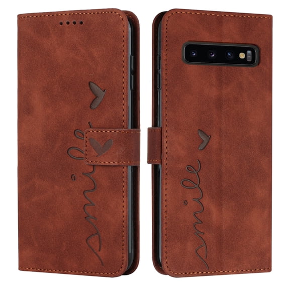 Durable Luxury PU Leather Wallet Case for Samsung Galaxy S10 with Magnetic Clasp Wrist Strap Card Slots and Kickstand Bracket Flip Folio Cover for Samsung Galaxy S10 (6.1 inch),Brown