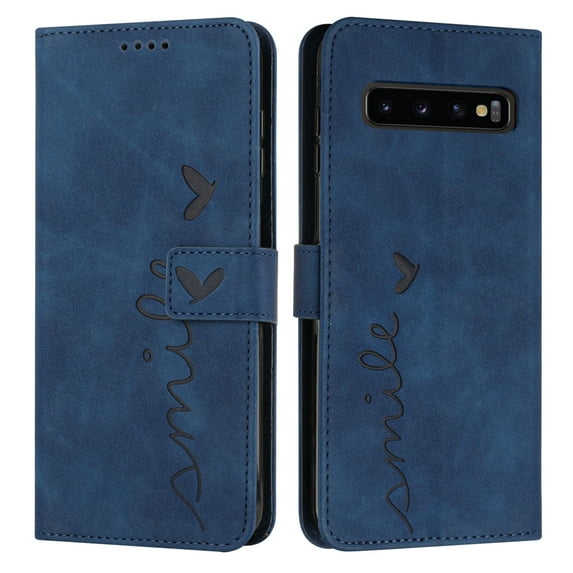 Durable Luxury PU Leather Wallet Case for Samsung Galaxy S10 with Magnetic Clasp Wrist Strap Card Slots and Kickstand Bracket Flip Folio Cover for Samsung Galaxy S10 (6.1 inch),Blue