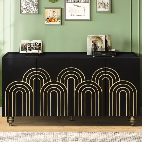 Durable MDF Buffet / Used as TV or Storage Cabinet / Practical with Pre - wired Holes
