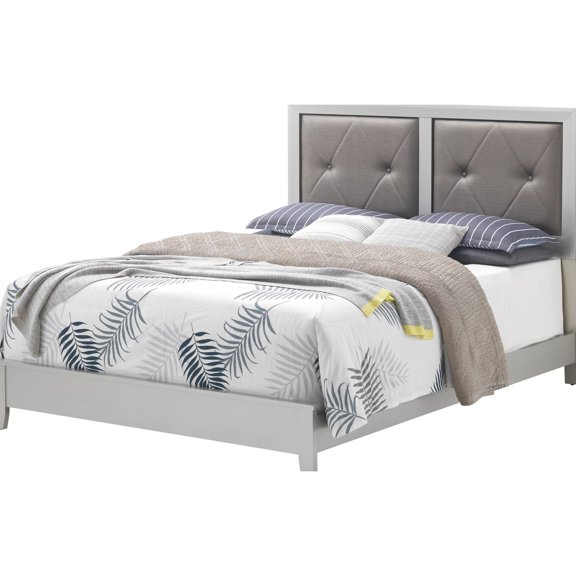 Durable MDF Full Bed with Silver Champagne Finish / Comfortable Size for Quick Setup and Wide Decor Suitability