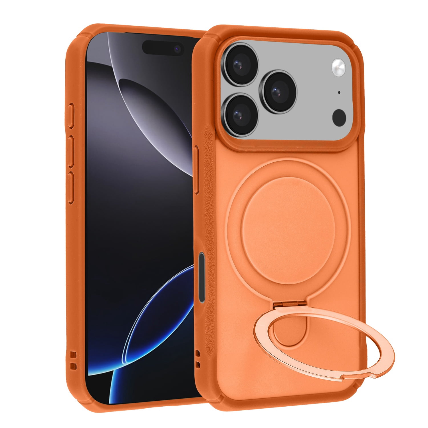 Durable Magnetic Kickstand Phone Case for iPhone 17 Pro Max - Orange