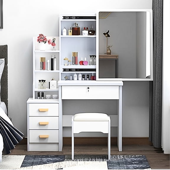 Durable Material - Large Mirror & Lighting Adjustment - Makeup in Any Room - Organized Beauty Space