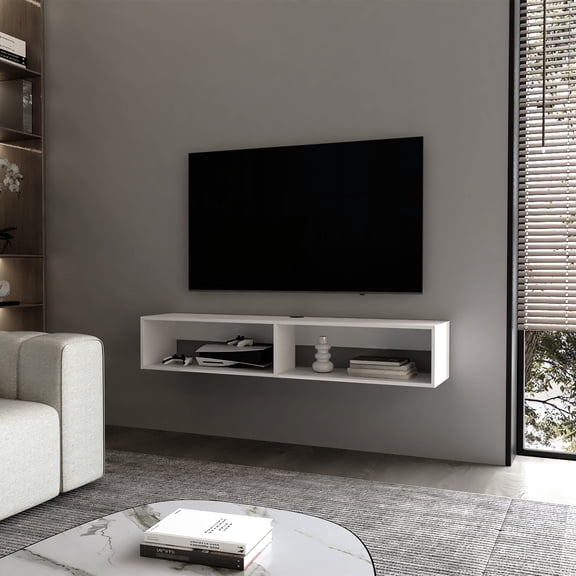 Durable Melamine Media Rack | Suits 50 - Inch Common TV Sizes in Living Rooms | Blends Style with Convenience