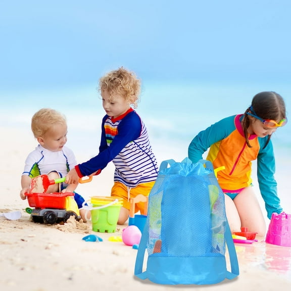 Durable Mesh Beach Backpack for Sand Toys Storage, Breathable Nylon Water-Resistant Drawstring Bag with Adjustable Shoulder Straps, Lightweight Organizer for Pool Swim Gear and Outdoor Activities