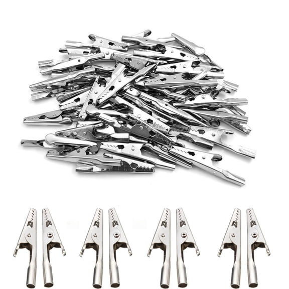 Durable Metal Alligator Clips,QZS Portable Silver Tone Alligator Clips for Home,Reusable Crocodile Clamps for Everyday Home Use
