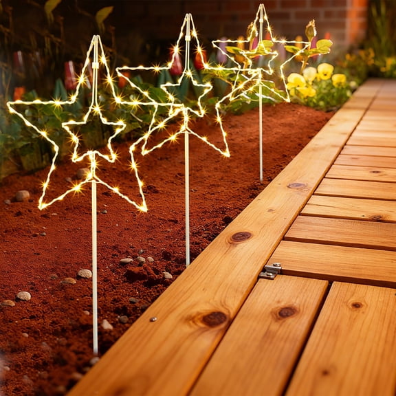 Durable Metal Frame Patriotic Stars Lights with Remote, Decorations Big Stars with Foldable Function, 8 Modes(Warm Light)