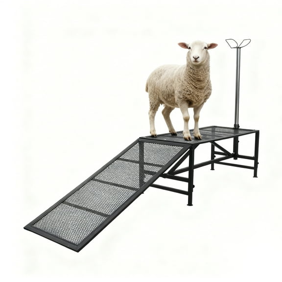 Durable Metal Livestock Stand with Ramp for Goat Hoof Care, Ranch-Proven Design for Homesteaders and Breeders