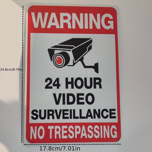 Durable Metal Video Surveillance Warning Sign - High-Quality Camera Recording for Clear Video Evidence - Ideal for Home Security and Protection, Clearly Communicates No Trespassing Message