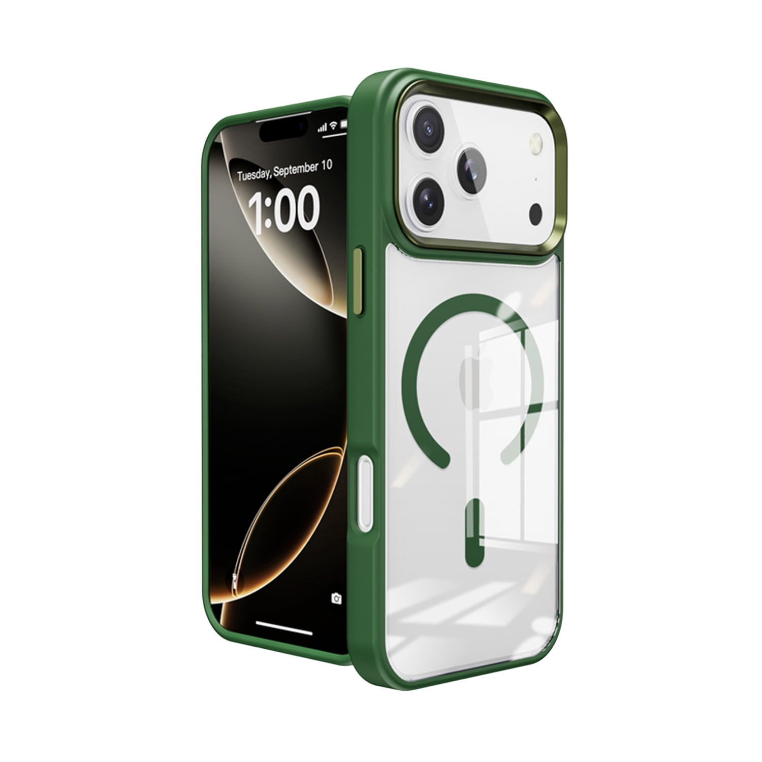 Durable Metal Wireless Charging Case for iPhone 17 Pro Max - Green