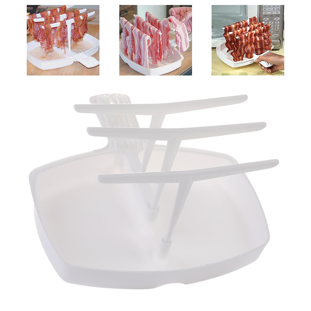 Durable Microwave Bacon Meat Cooker Tray Rack Hanger Food Preparation