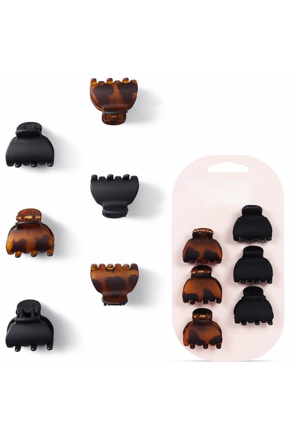 Durable Mini Claw Hair Clips In Tortoise And Black, Ideal For Everyday Use