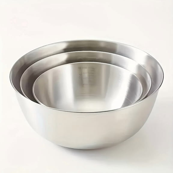 [Durable Mixing Bowl Set] 3pcs Durable Stainless Steel Mixing Bowl Set - Food-Safe Kitchenware for Cooking, Baking, Serving | Ideal for Holiday Celebrations, Everyday Use, Essential for Daily Kitchen