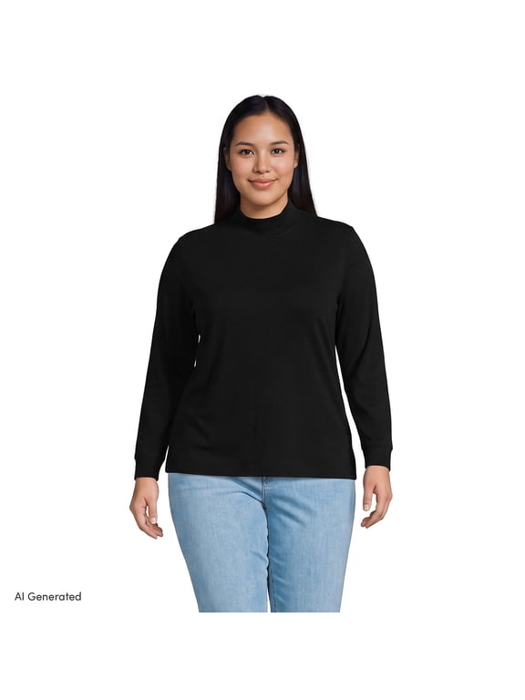 Women's Cotton Mock Turtleneck
