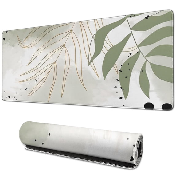 Durable Mouse Pad with Abstract Art | Waterproof, Non-Slip Rubber Base | Chic Modern Boho Leaves | Designed for Office Laptops,31.5x11.8 inches