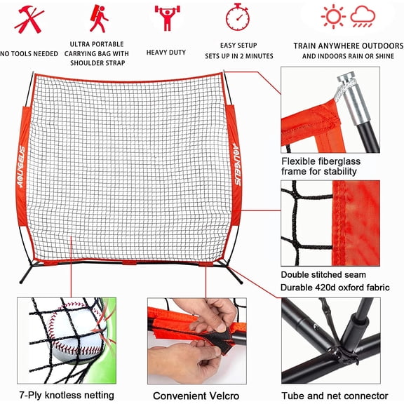 Durable Multi-Sport Barrier Net for Baseball, Softball, Soccer, Basketball - Easy Setup & Carry