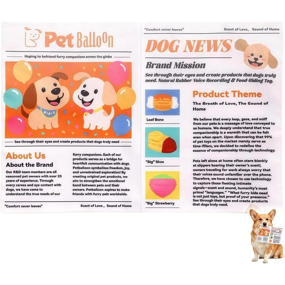 Durable Newspaper Dog Toy, 1 Pack Indestructible Newspaper Dog Toy, Non Shredding Washable Interactive Crinkle Dog Toy for Puppy Small Doggie Poodle Teddy Terrier Dogs Tearing