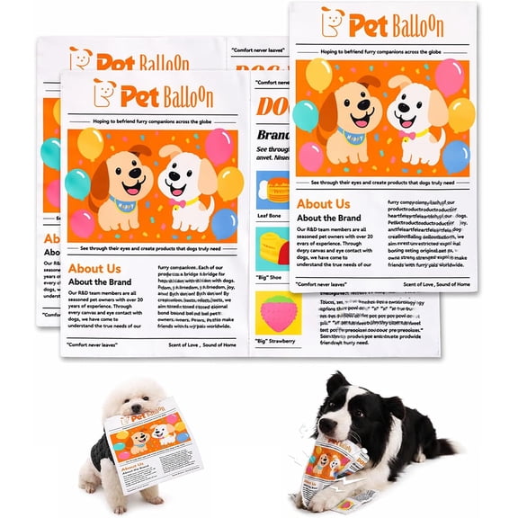 Durable Newspaper Dog Toy for Chewing, Crinkle Texture & Teeth Cleaning – Interactive Tug-of-War Play, Washable, Safe & Non-Toxic for Puppy Small Medium Furry Friends (1pcs)
