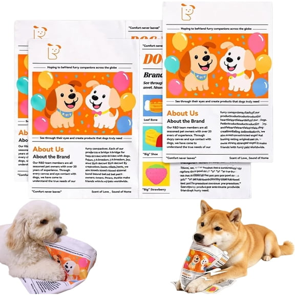Durable Newspaper Dog Toy, Pet Balloon Durable Newspaper, Crinkle Dog Toy, Interactive Newspaper Style Dog Toy, Squeaky Pet Chew Toy For Small Medium Dogs (2pcs)