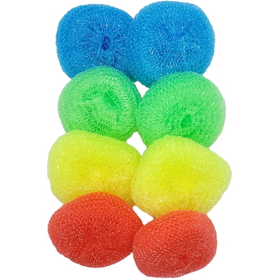 Durable Non-Scratch Nylon Scouring Pads | Round All-Surface Cleaning Pads | Multi-Use Kitchen Scrubbers | Safe for Non-Stick Cookware | 8-Pack Random Colors