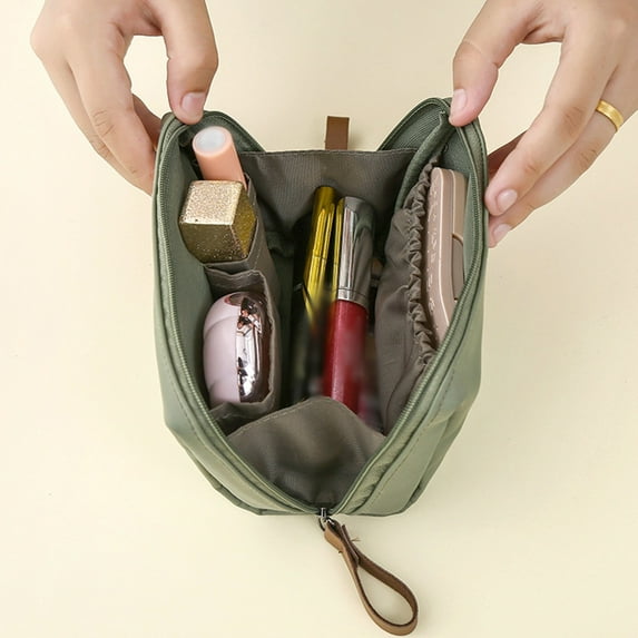 Durable Nylon Cosmetic Organizer Toiletry Pouch For Women Travel Makeup Bag With Secure Zipper Closure