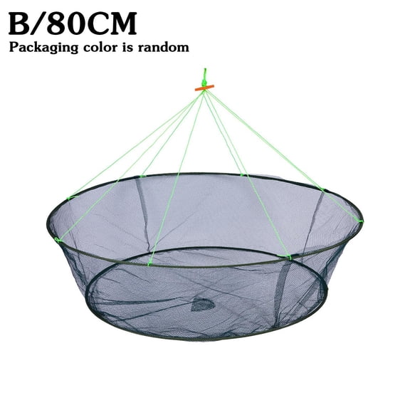 Durable Nylon Mesh Fishing Net with Steel Ring Frame and Bait Bag for Outdoor Fishing