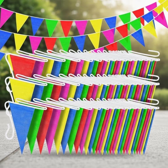 Durable Nylon Pennant Banner Flags Rainbow Garland Bunting for Weddings, Easter, Birthdays, Back-to-School, Outdoor Party Decor, Campus Events, Christmas Decor Banners