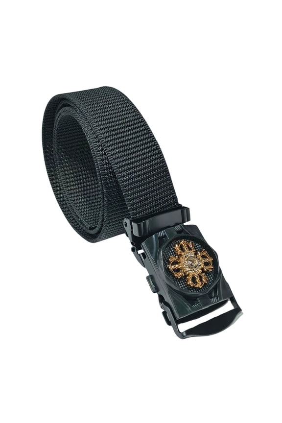 Durable Nylon Webbing Belt with Decorative Auto-Lock Buckle | Strong, Adjustable & Long-Lasting Strap for Daily Use and Outdoor Activities