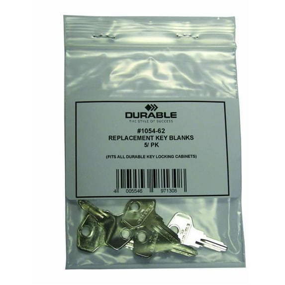 Durable Office Products 105462 Replacement Key Blanks, Silver - Pack of 5