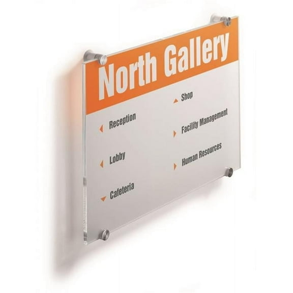 Durable CRYSTAL Frameless Acrylic Door Sign Holder Wall Mounted, Tabloid Size, Transparent