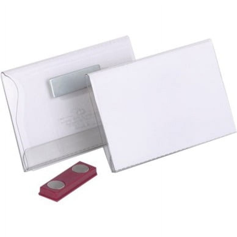 Durable Conference Magnet Name Tag Badge Holders + Inserts, 25 Pack, 54 x 90mm