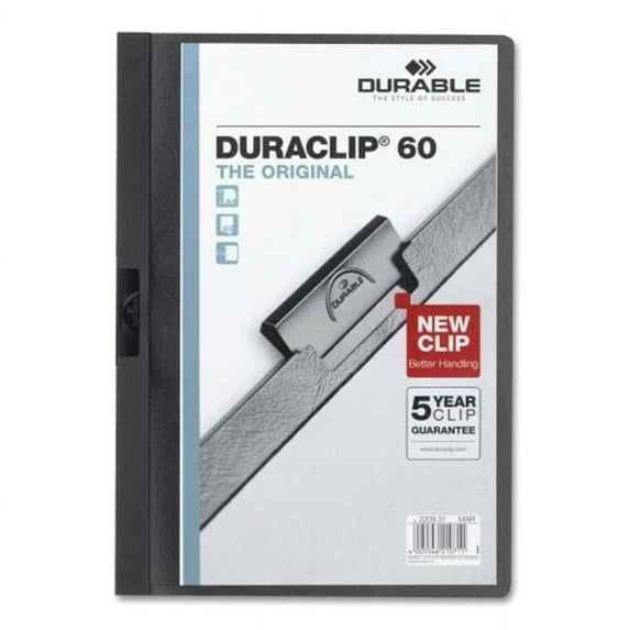 Durable Office Products DBL DuraClip Report Cover 60 Sheet Capacity 11 in. x 8.5 in. Black