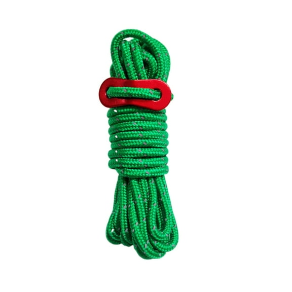 Durable Outdoor Utility Rope 10M, Heavy Duty Nylon Cord with Adjustable Tensioner, Multipurpose for Camping, Hiking, Backpacking, Survival, Tent Guy Line, Clothesline, Green