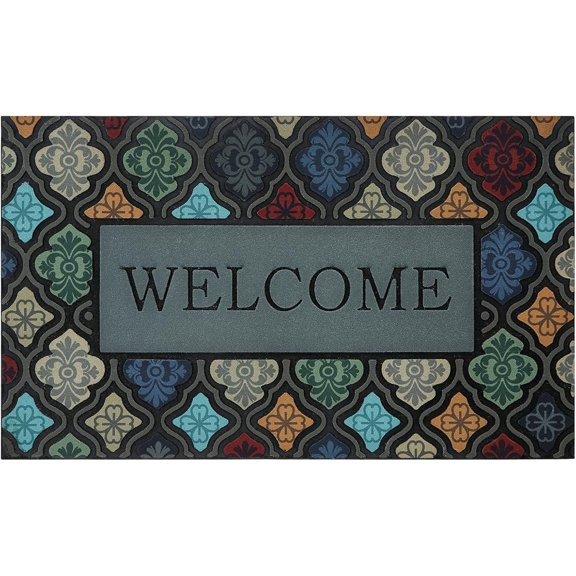 Durable Outdoor Welcome Door Mat 1730 Inch, Heavy Duty Front Door Mat Outside Entrance for High Traffic Areas, Non Slip Rubber Back for Indoor and Outdoor Entrances, Colorful Flower