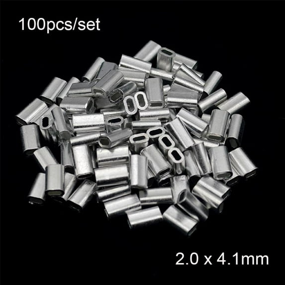 Durable Oval 1.0-2.0mm Wire Crimp Connector Double Aluminum Tube Line Crimping Sleeves Fishing Wire Tube 2.0X 4.1MM