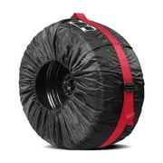 Durable Oxford Polyester Spare Tire Cover with Pocket Spare Tire Covers Storage Tote Bags with Portable Handle Design Fit for 26"-31" Tyres in Diameter for Car Truck SUV RV Trailer Camper Van